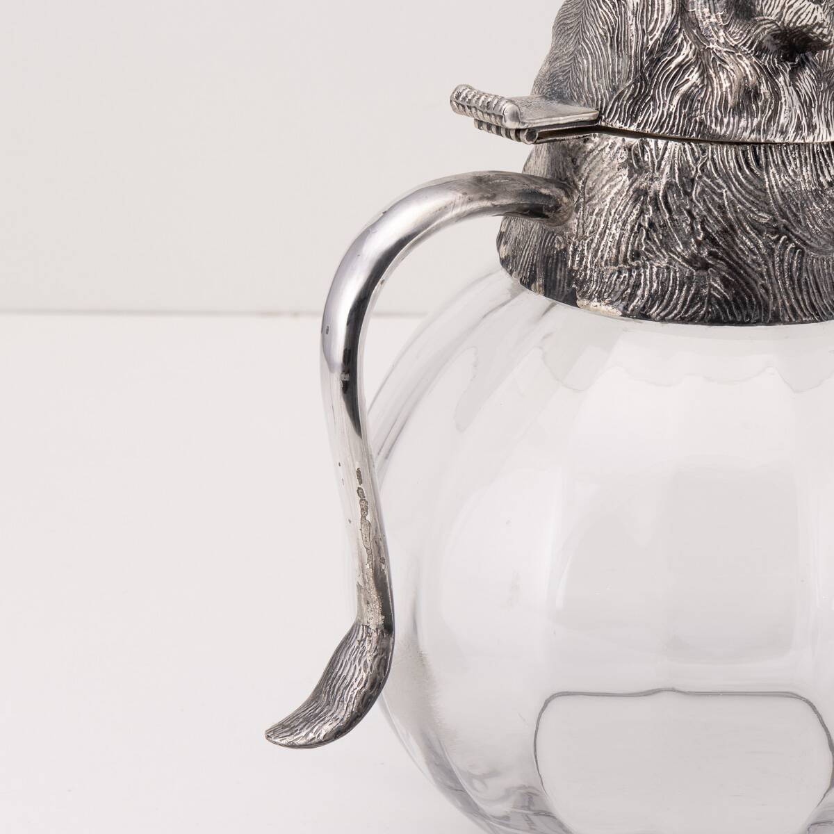 Vintage 20thC Silver Plate Boar Head & Glass Jug By Valenti c.1970
