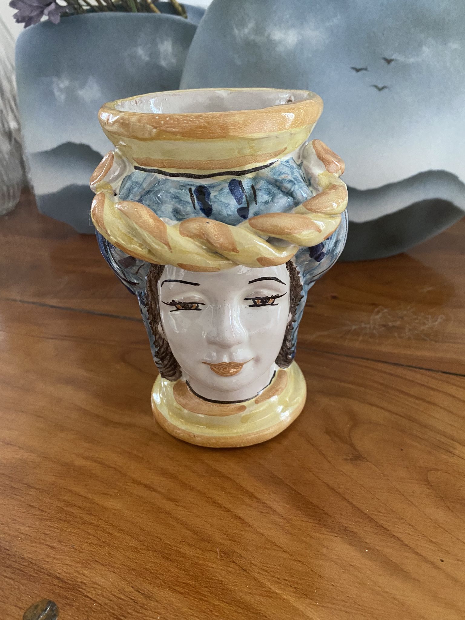 Ceramic Moorish head vase Caltagirone Sicily
