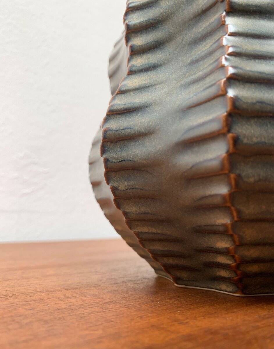 Vintage German brutalist ceramic gourd vase by Heinrich Fuchs for Luisenburg, 1970s.