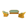 Salon rotin vintage: 1 canapé 3 places & 2 fauteuils