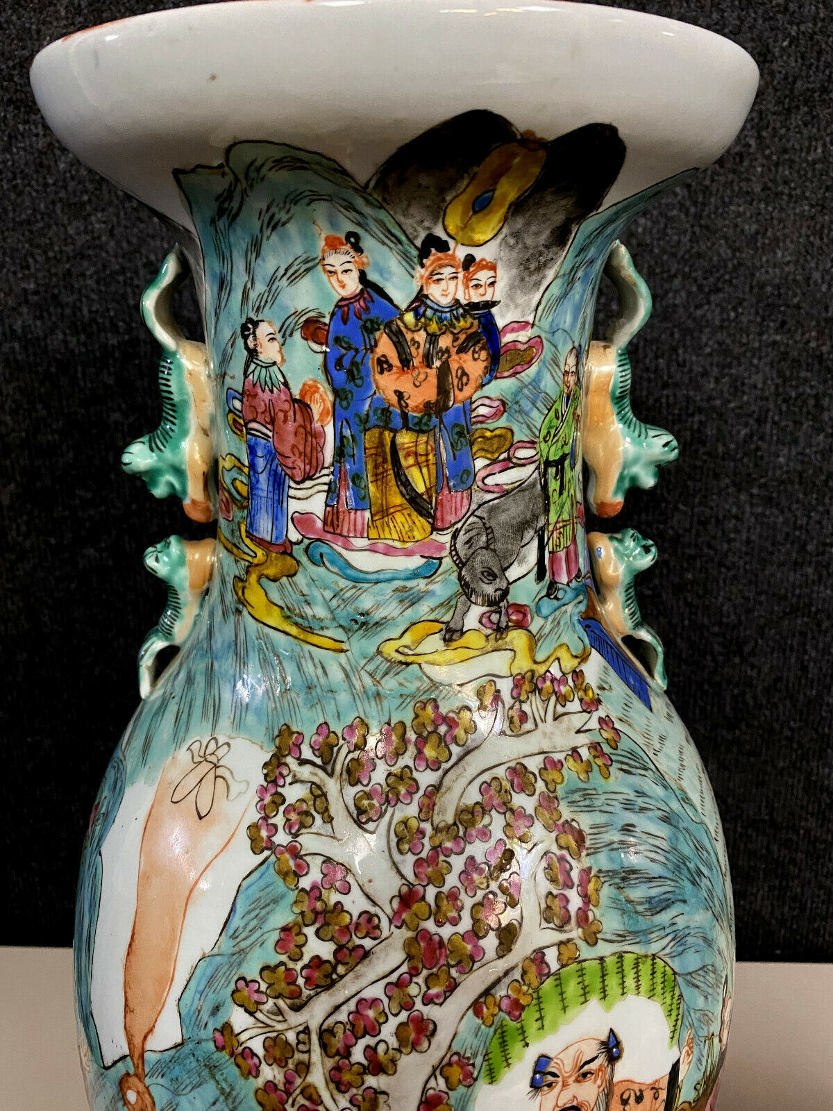 Porcelain baluster vase has polychrome decoration  China 1900