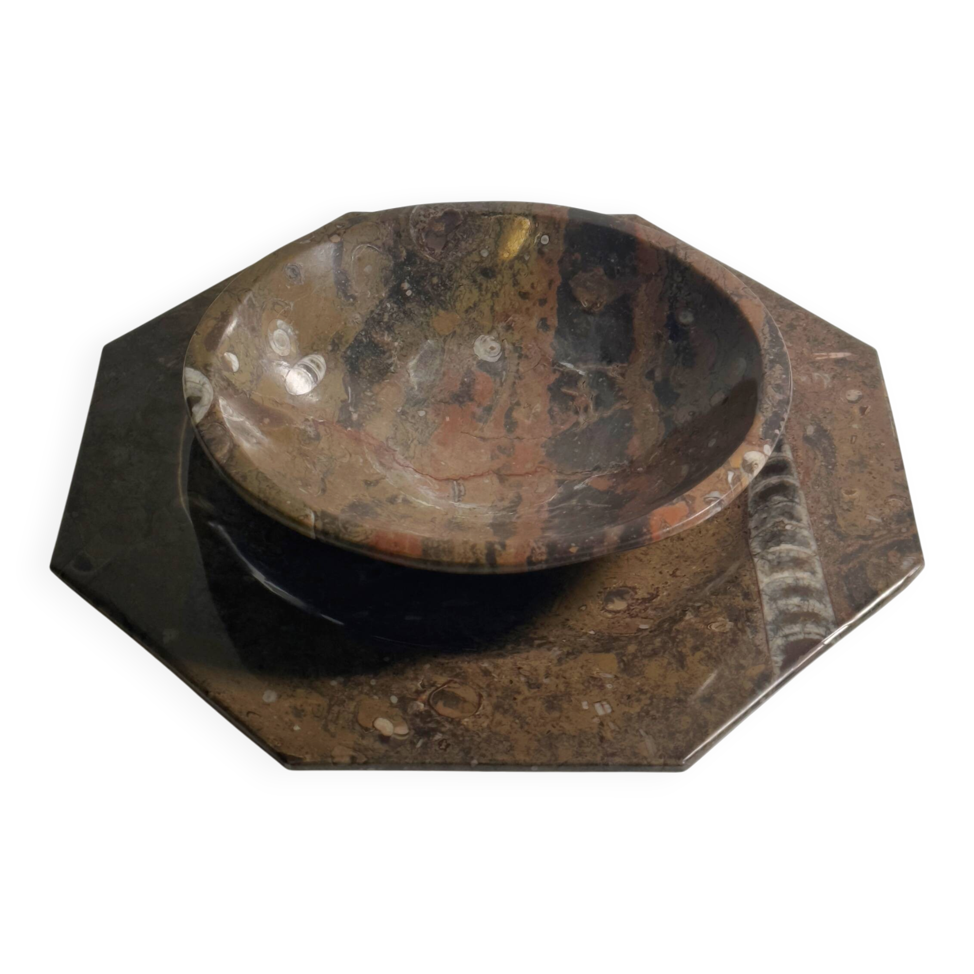 Ammonite Fossil Marble Placemat Bowl and Plate