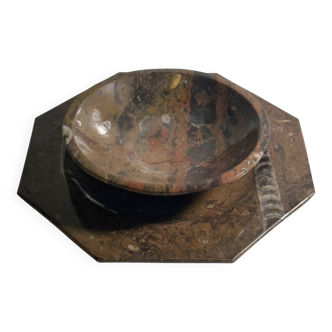 Ammonite Fossil Marble Placemat Bowl and Plate