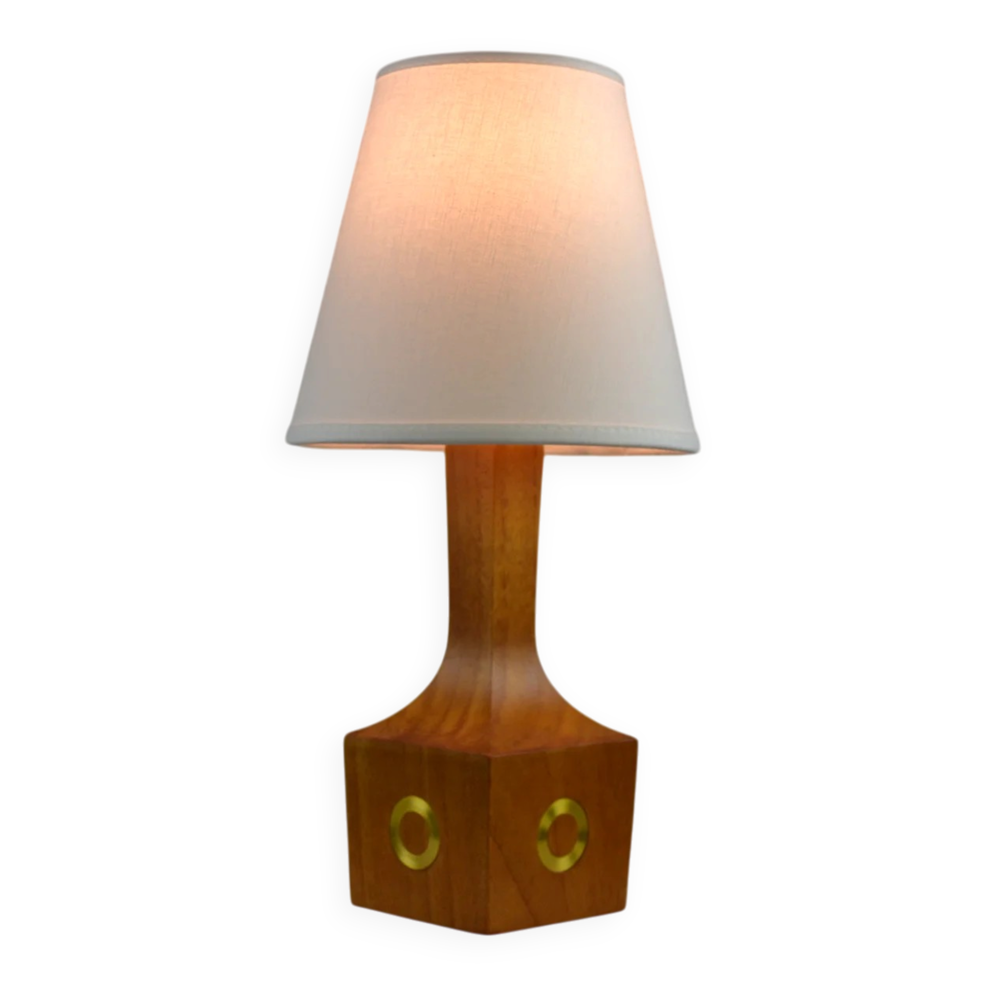 Lampe de table, teck et laiton, années 1960, Suède