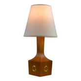 Lampe de table, teck et laiton, années 1960, Suède