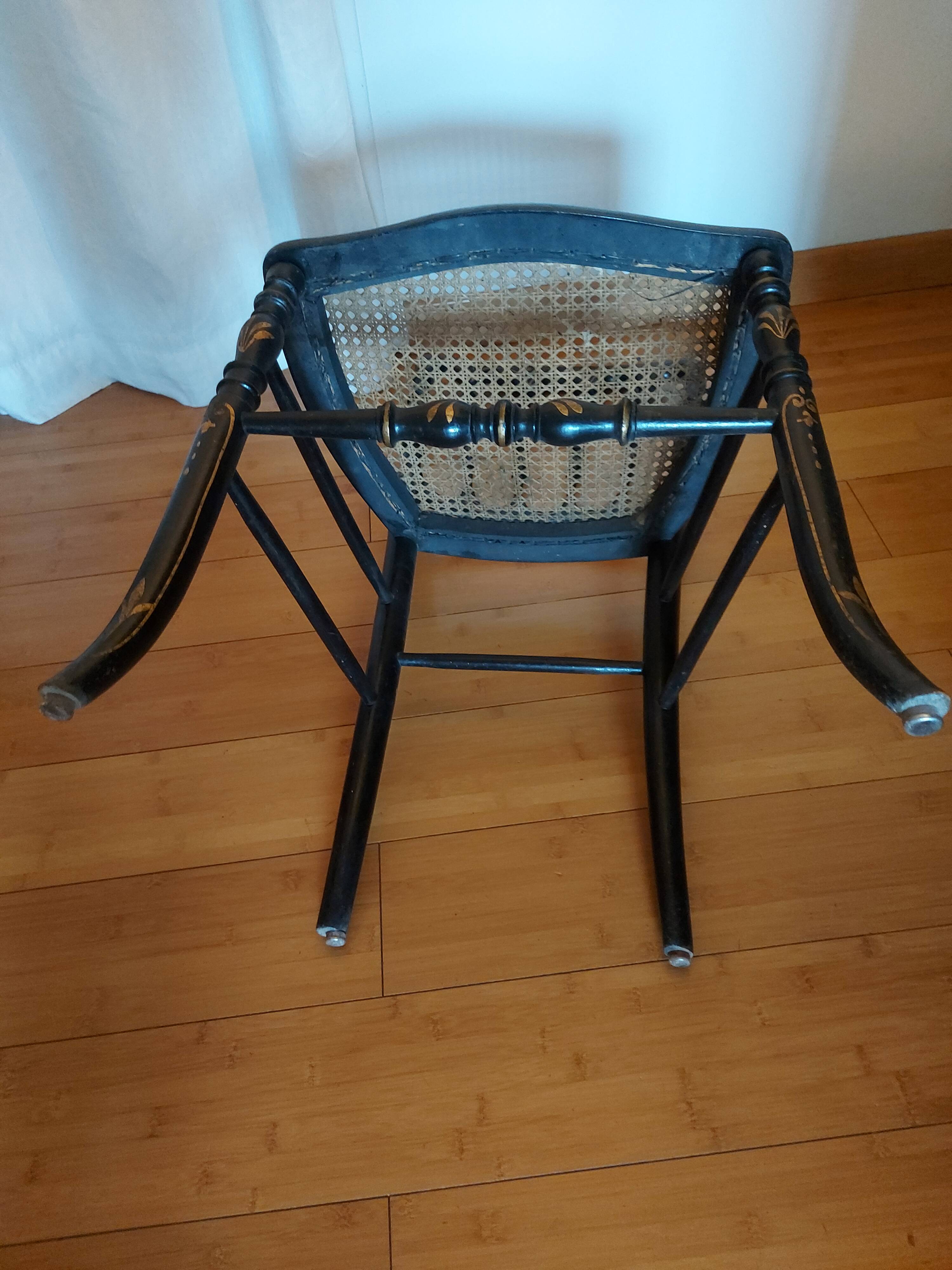 Chaise Napoleon III authentique assise cannage