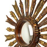 Vintage Wooden Sun Mirror Sunburst Gold Fifties 52cm