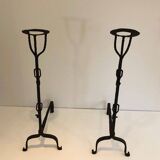 Pair of wrought iron fire tongs