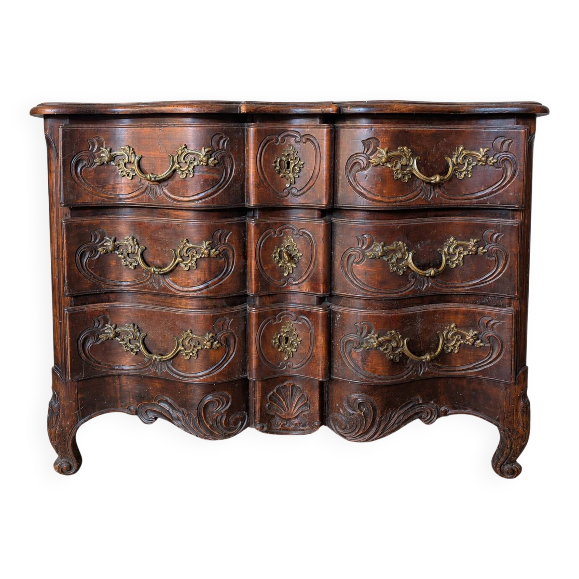 Antique louis xv style walnut chest of drawers – 3 drawers