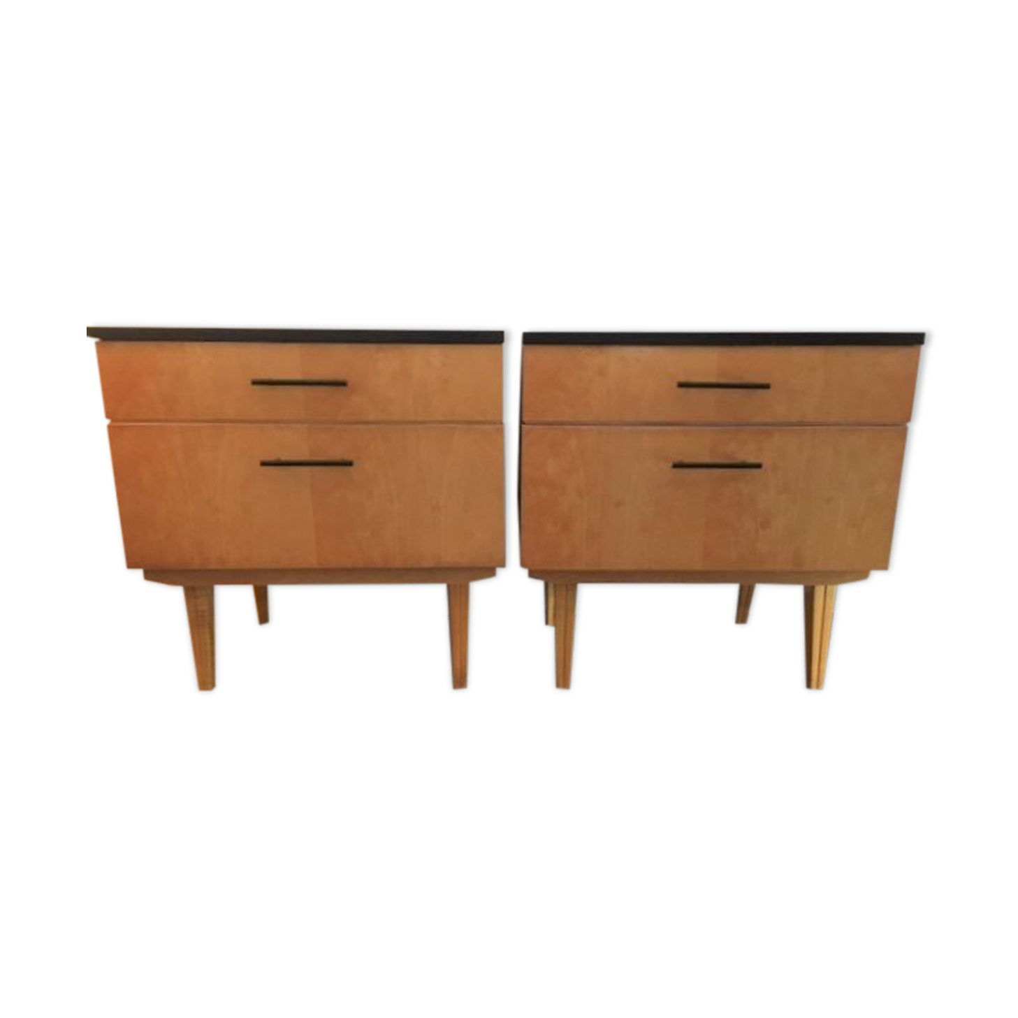 Pair of vintage compass foot bedside tables, 1960