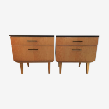 Pair of vintage compass foot bedside tables, 1960