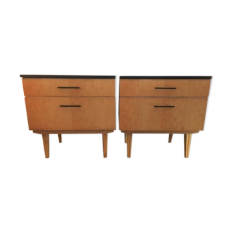 Pair of vintage compass foot bedside tables, 1960