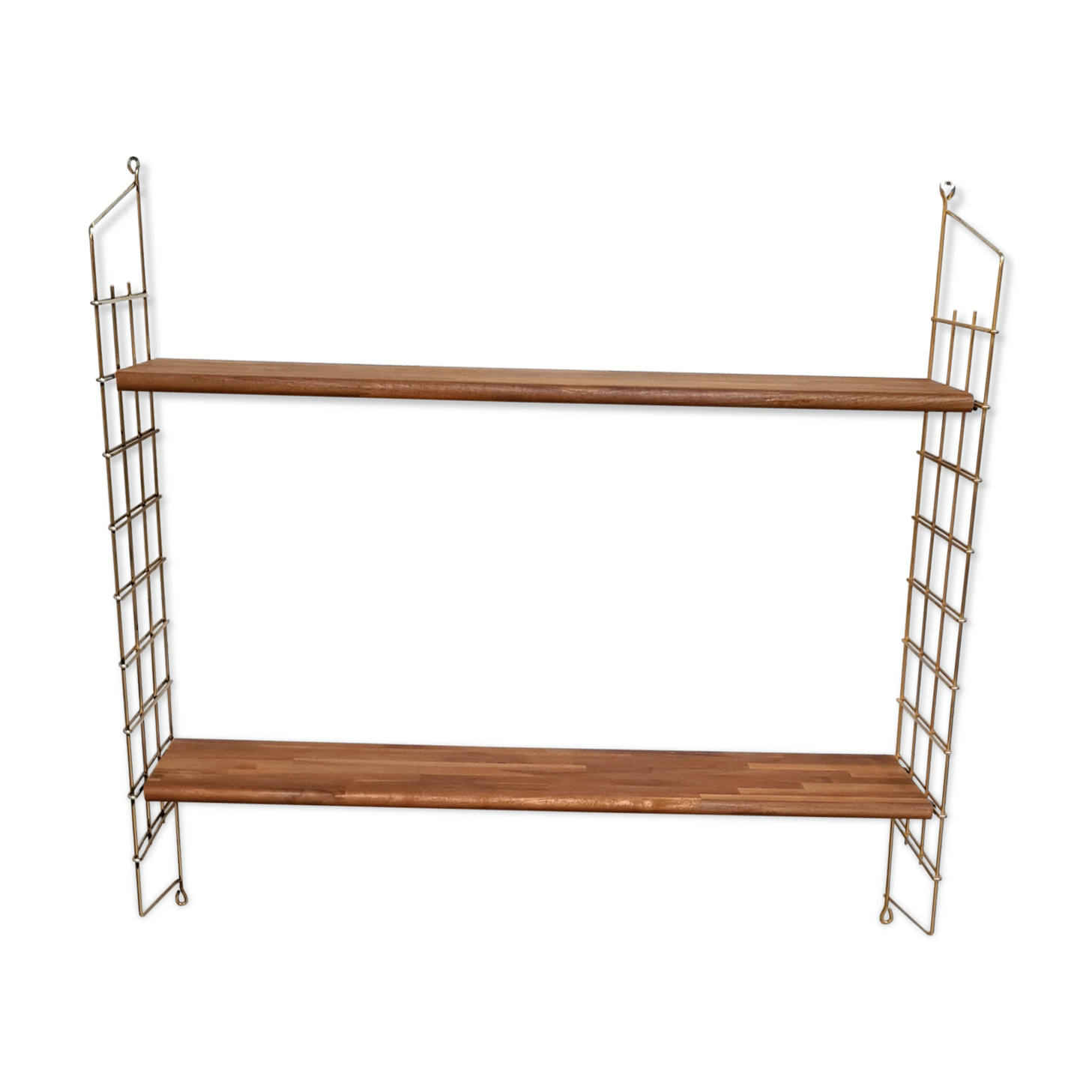 Scandinavian vintage floor 1960 solid exotic wood and chrome metal gold 82x83