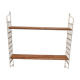 Etagere vintage scandinave 1960 bois exotique massif et metal chromé or 82x83