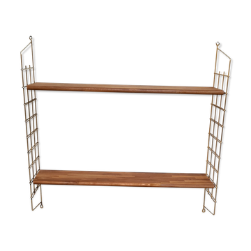 Scandinavian vintage floor 1960 solid exotic wood and chrome metal gold 82x83