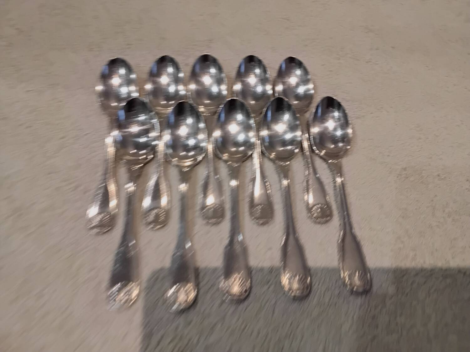 10 silver-plated coffee spoons, Christofle Vendome, 13.6 cm