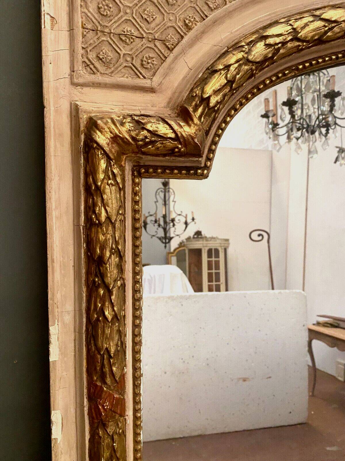 Louis XV style mirror in wood and gilded and patinated stucco 19th century
