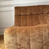 2-seater armchair in fawn velvet, Steiner edition 1970