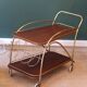 Desserte roulante vintage en laiton et teck – années 50