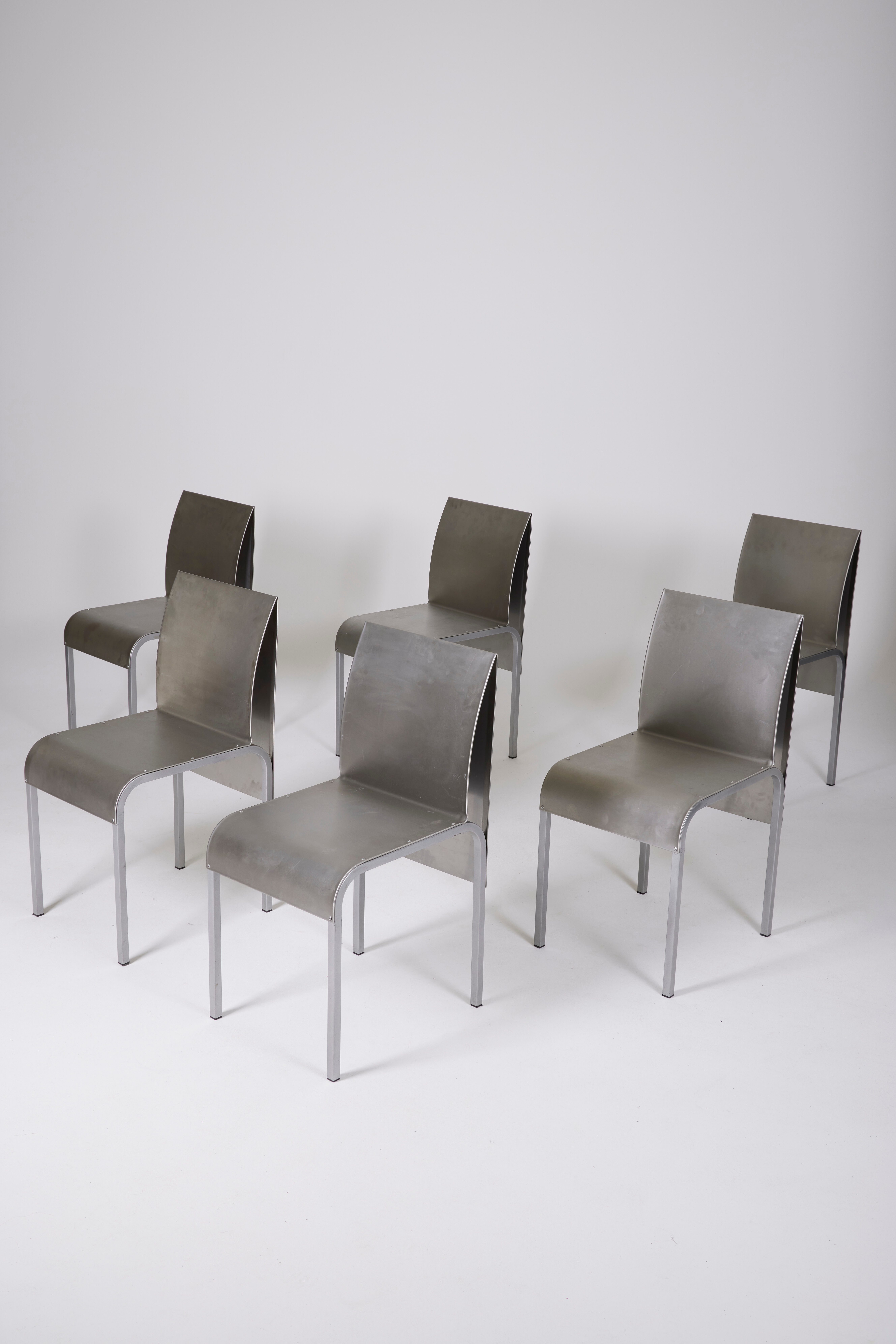 Ensemble de chaises en aluminium, Belgique 1980s