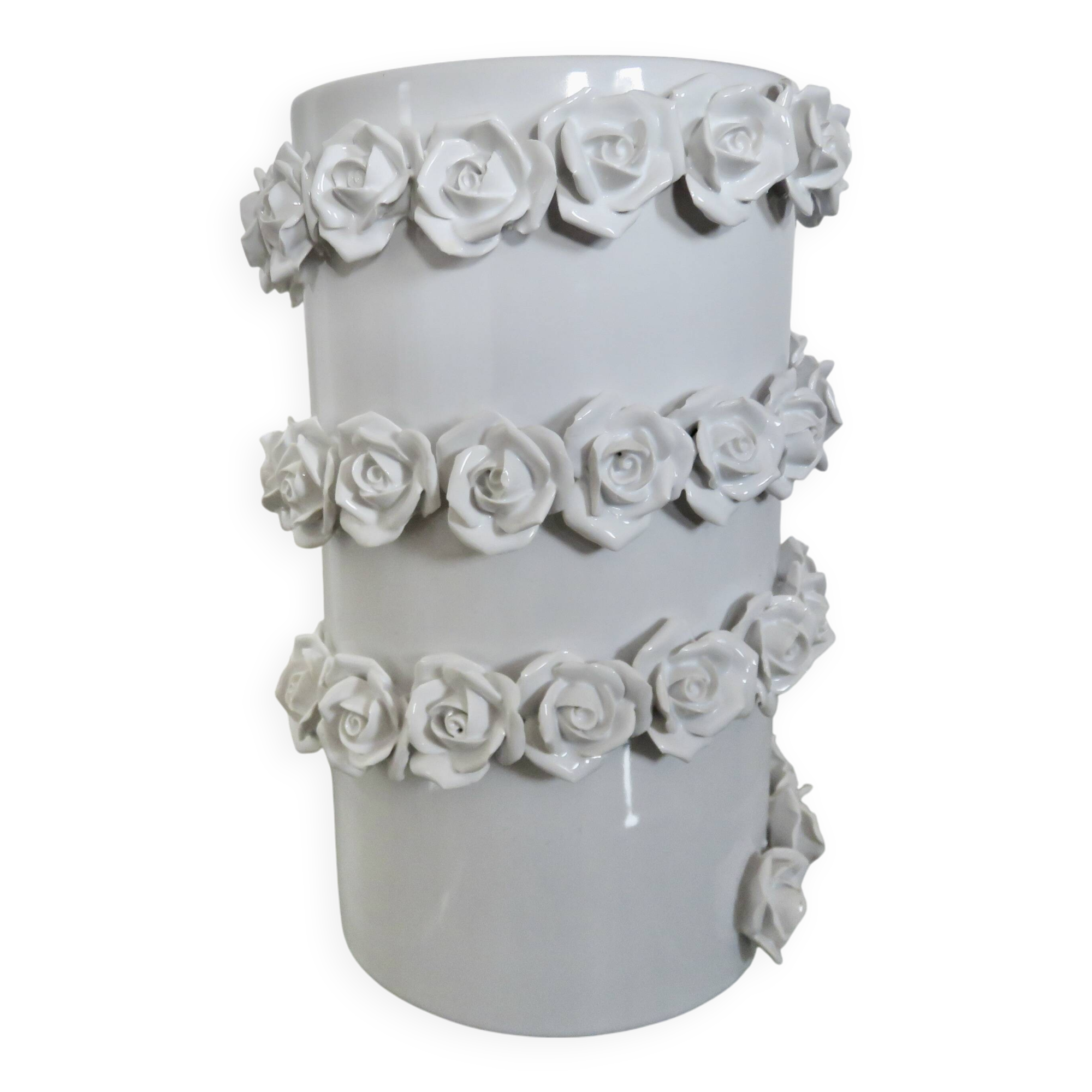 White slip ceramic vase, Italy, 1980s