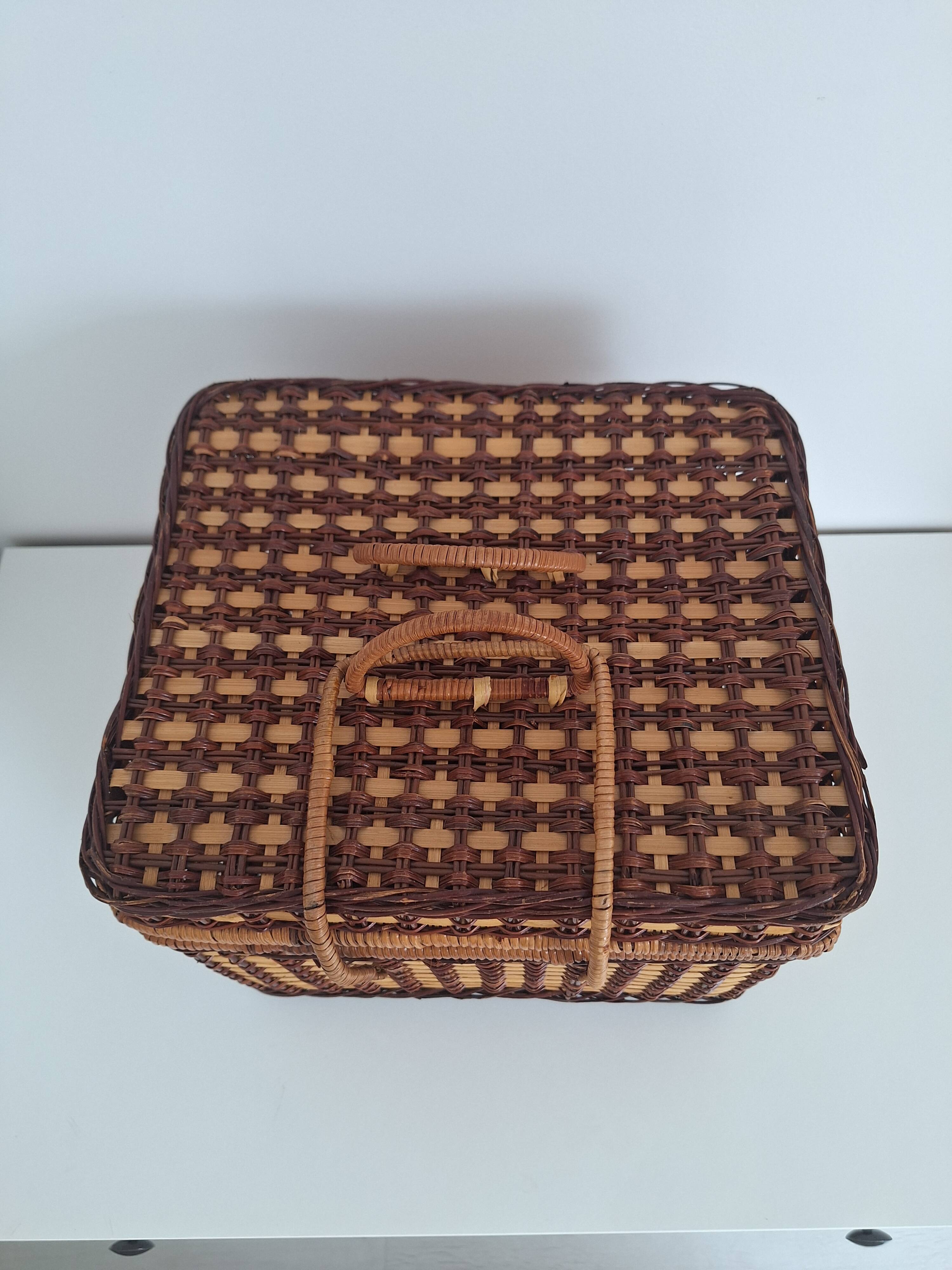 Vintage wicker suitcase