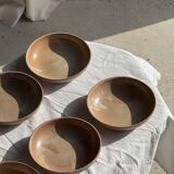 11 assiettes creuses artisanales vintage en grès mat