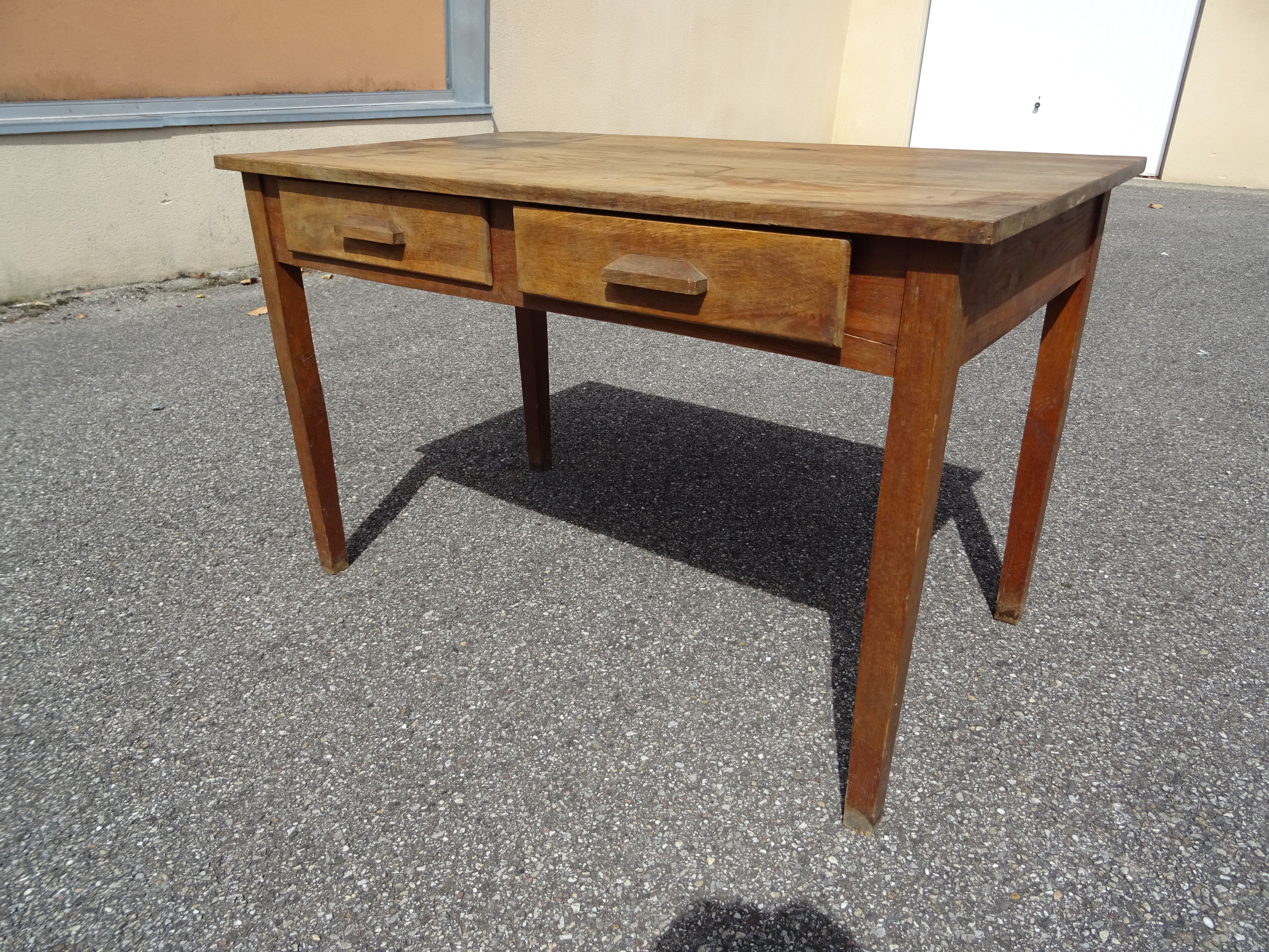 Country farmhouse table with 2 drawers