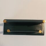 Porte-lettres Art Déco en cuir vert et laiton doré