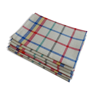 Lot 6 large vintage plaid cotton towels