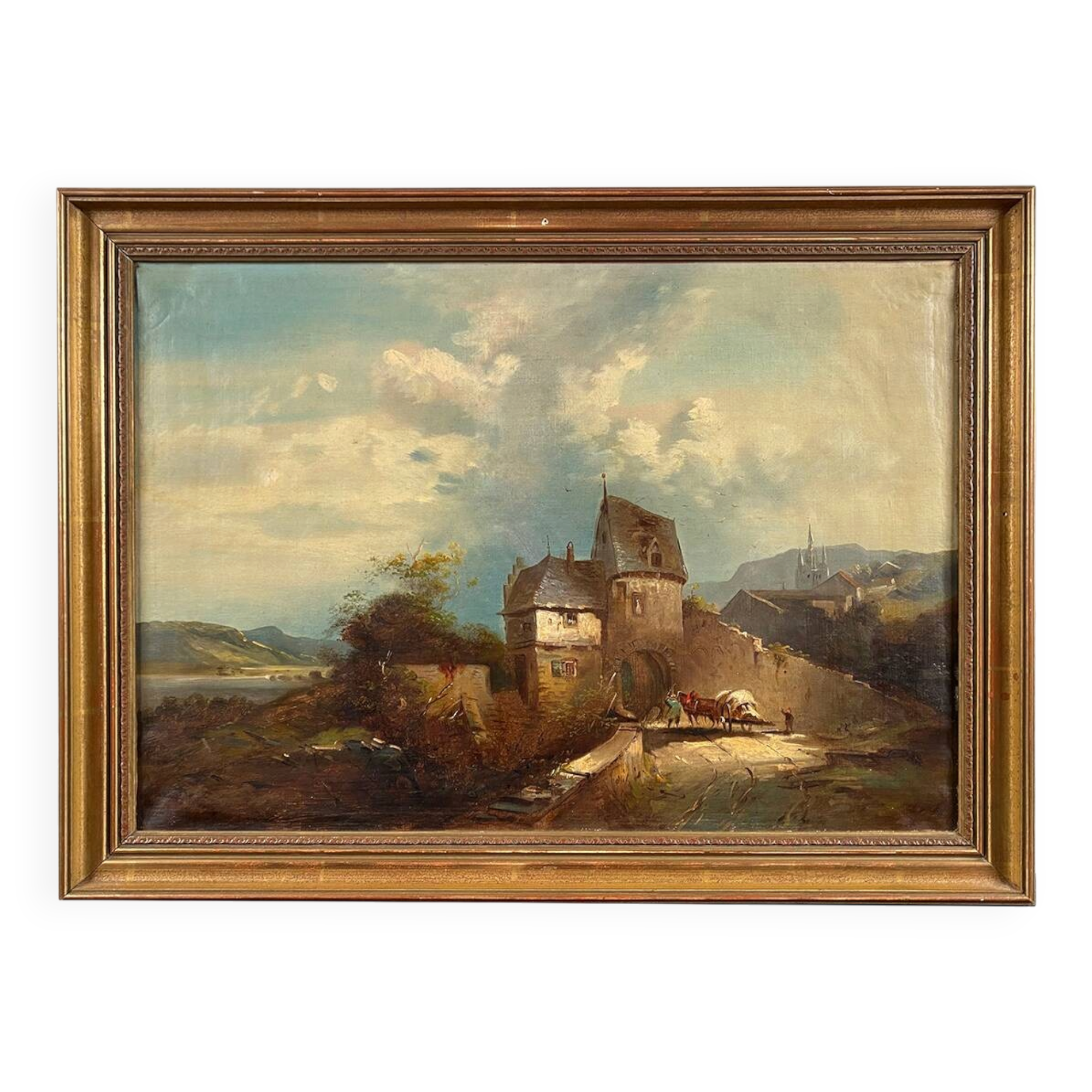 Animated landscape, oil on canvas 19th century