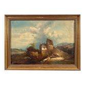 Animated landscape, oil on canvas 19th century