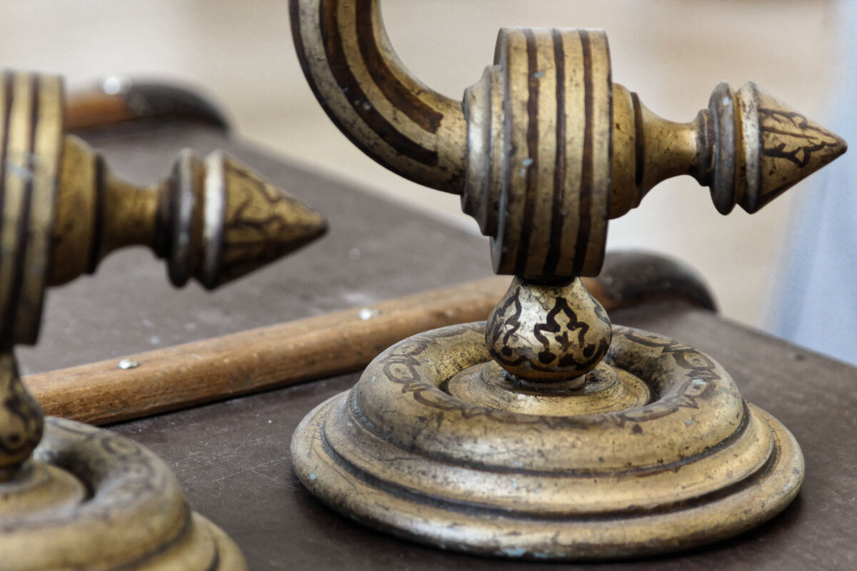 Pair of sconces - art deco wooden candle holders
