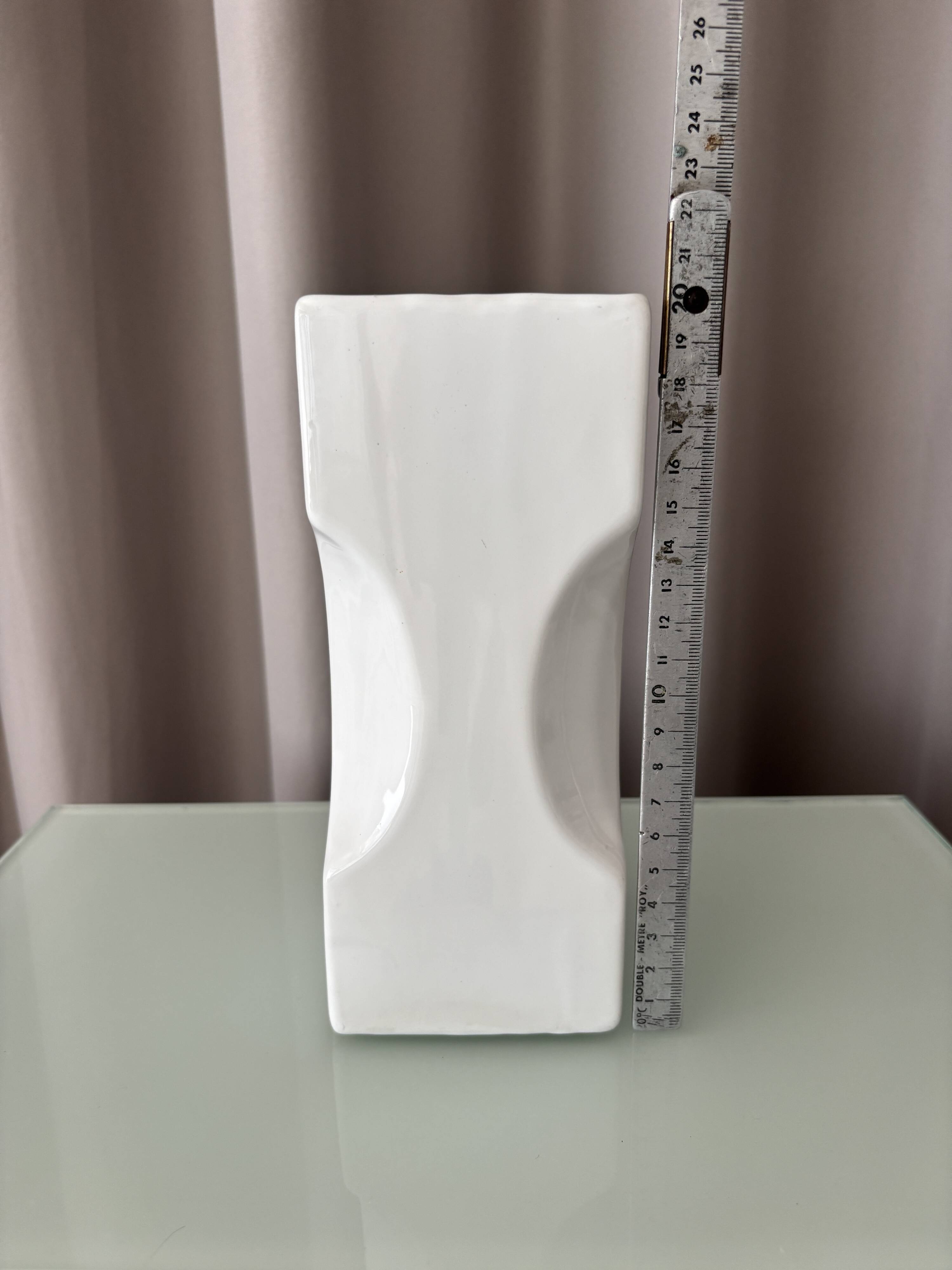 Vintage Sculptural White Ceramic Vase | Postmodern / Memphis Style