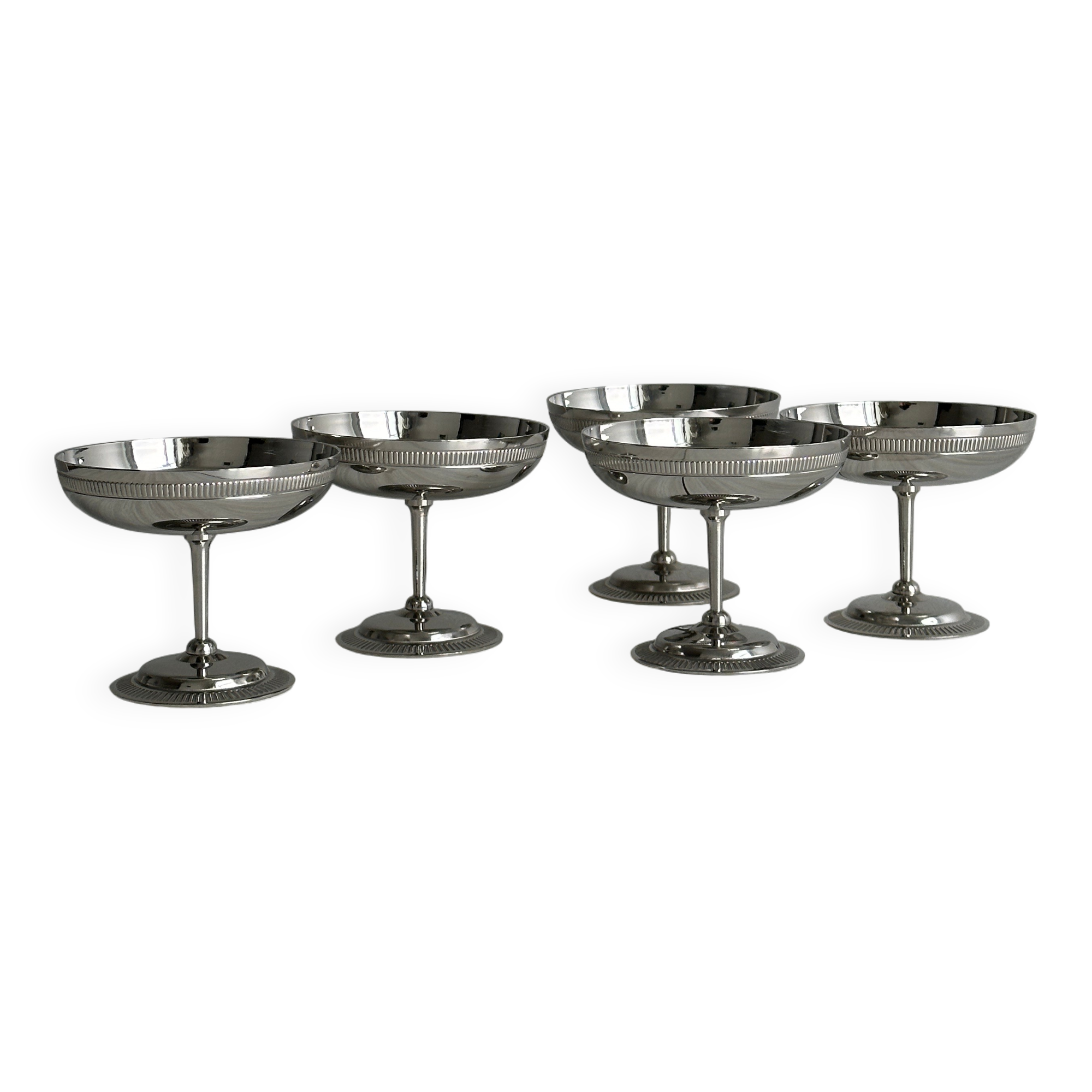 Set of Letang Remy style stainless steel footed cups