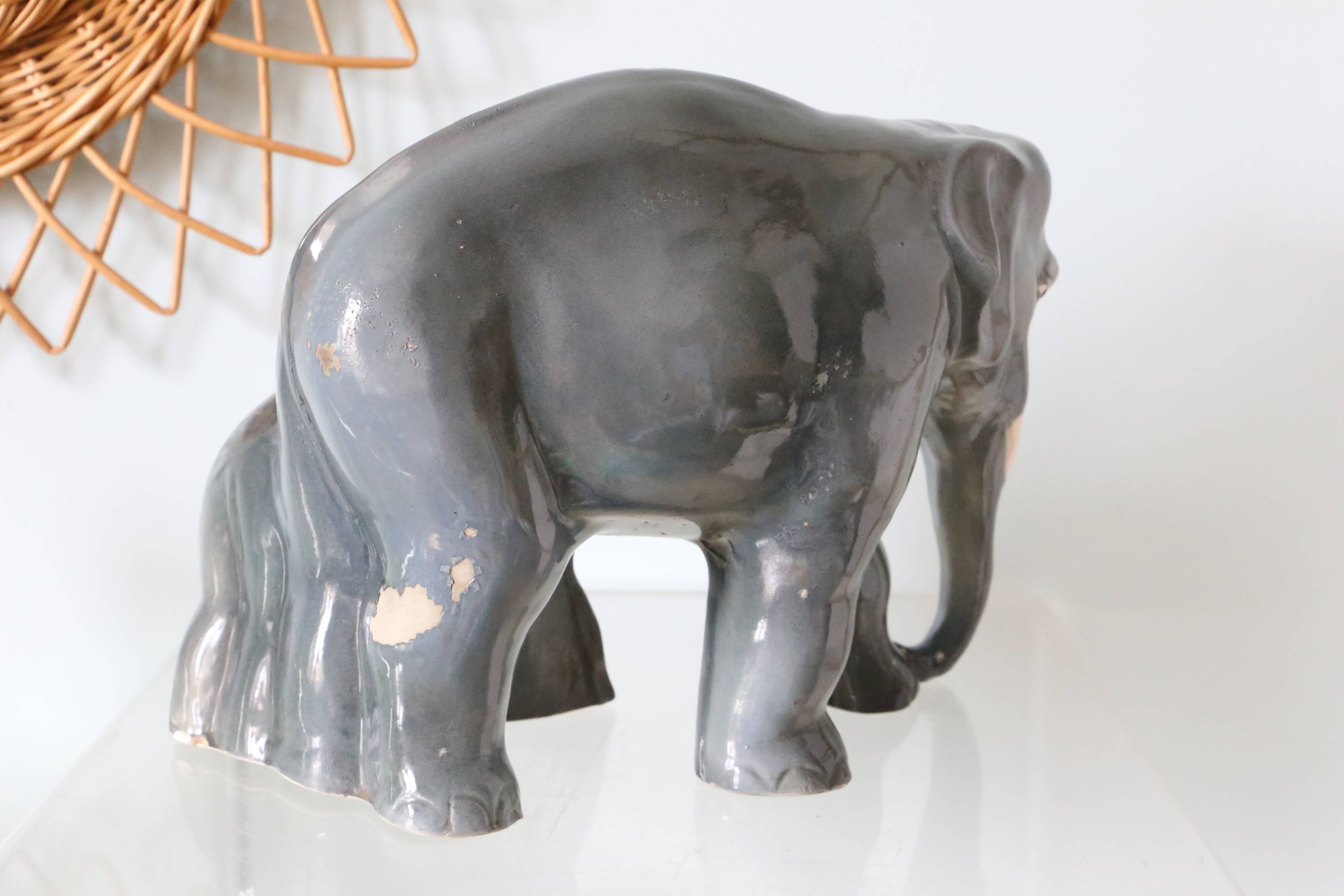 Ceramic elephant and baby elephant