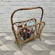 Vintage retro wicker magazine rack