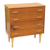 Vintage chest of drawers from the 50s in blond oak 4 drawers conical legs