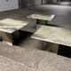 Series of three nesting tables in green marble, 1970