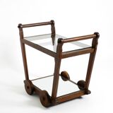 Beautiful, unique 1930s tea trolley bar cart made of solid oak wood