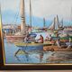Oil painting on canvas Fishing port in Africa signed Raymond Lafaille