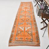 3x12 Rug For Laundry Orange Turkish Vintage Runner Rug, 95x370Cm SK 22033
