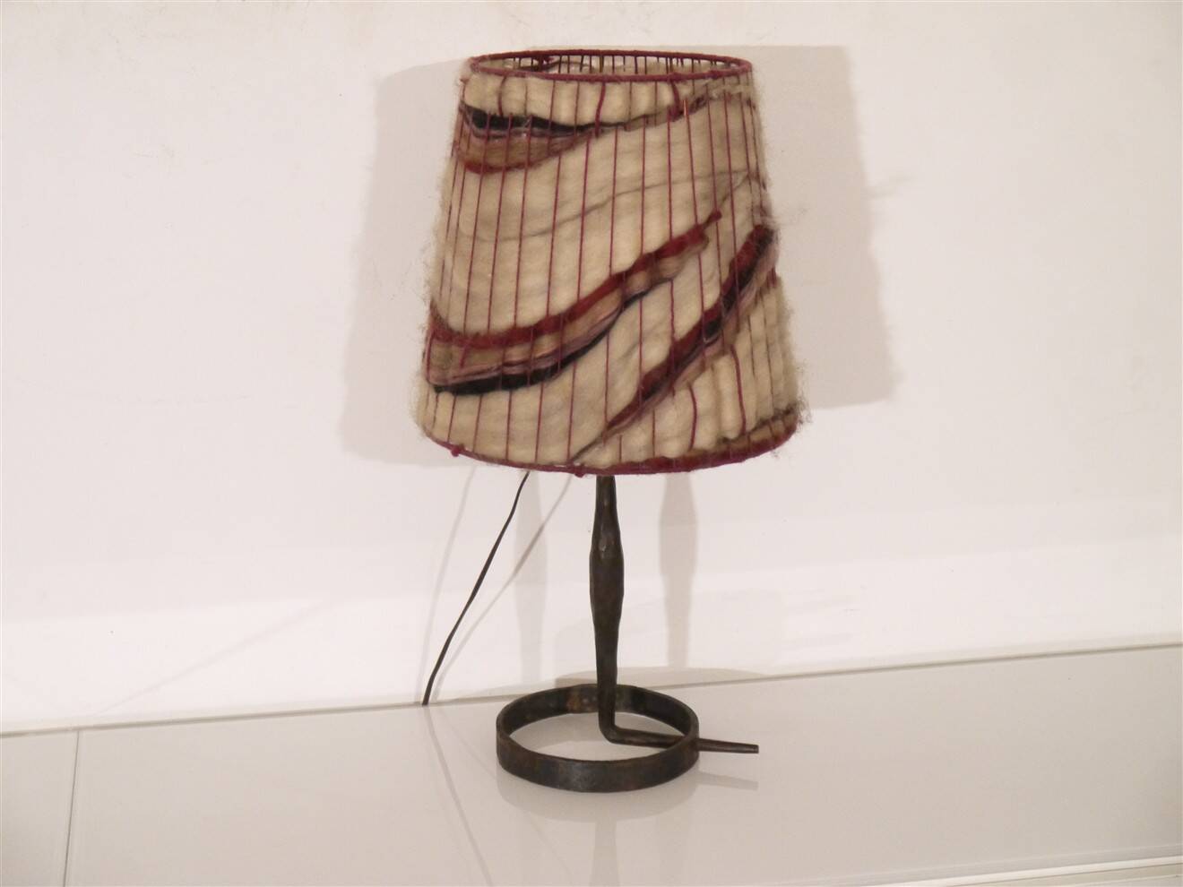 Brutalist hammered iron lamp from the 1950s.