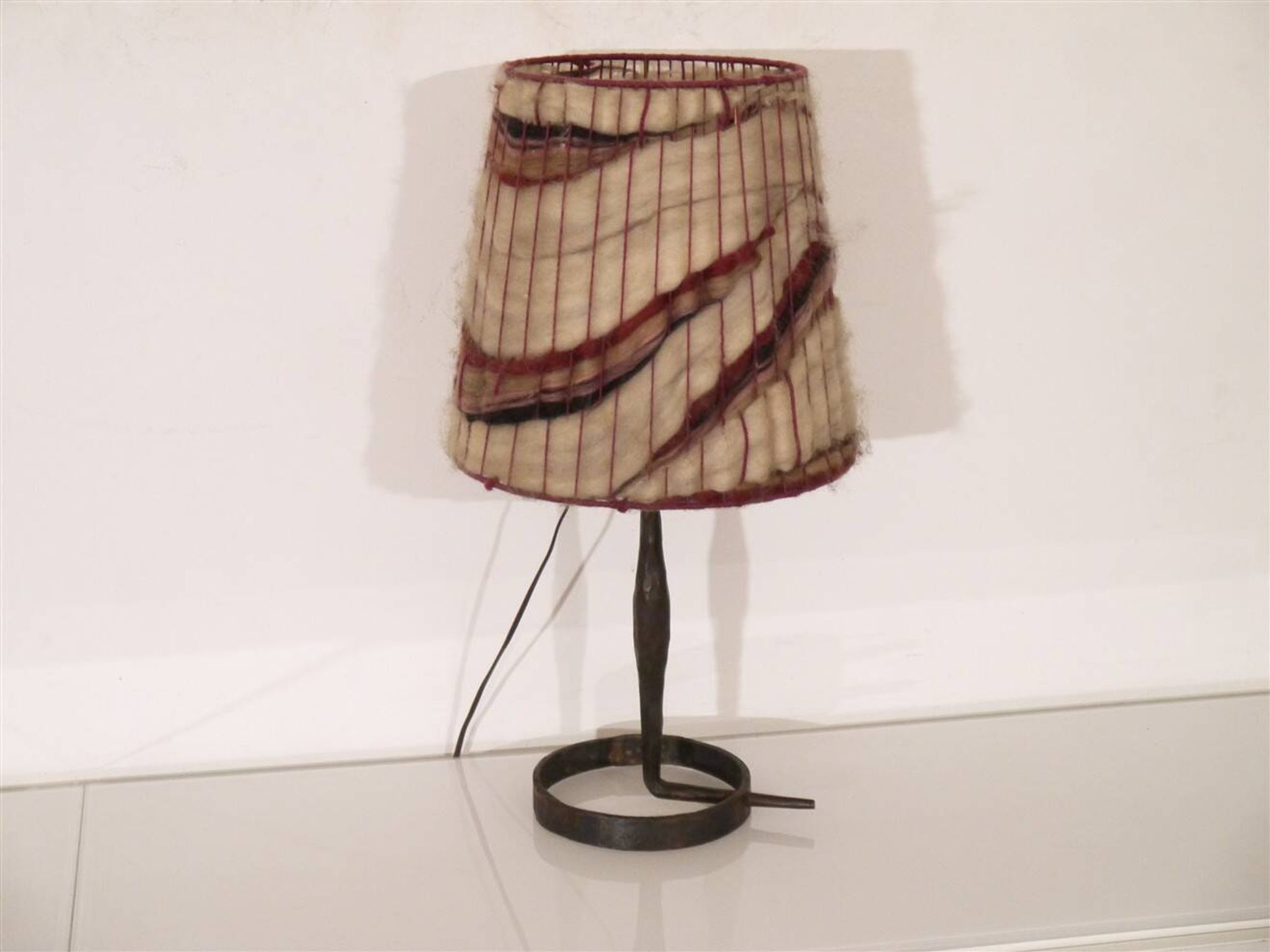 Brutalist hammered iron lamp from the 1950s.