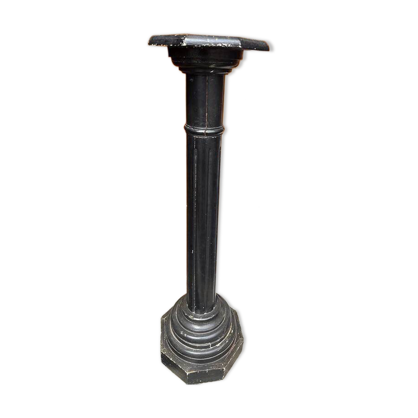 Sellette, colonne en bois noir