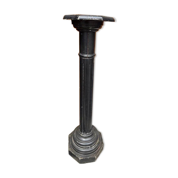 Sellette, colonne en bois noir