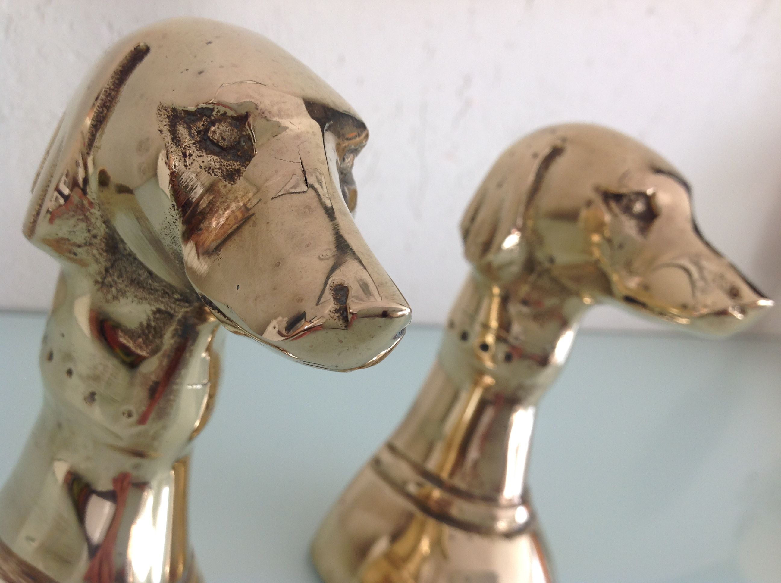 Pair of greenhouse books Greyhound brass heads 60/70