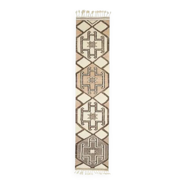 Tapis de couloir vintage turc en laine et coton noué à la main, années 1970
