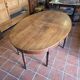 Large oval monastery table in solid oak, 19th century, 243×154cm