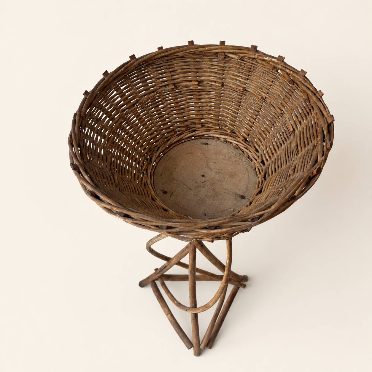 60s rattan plant stand